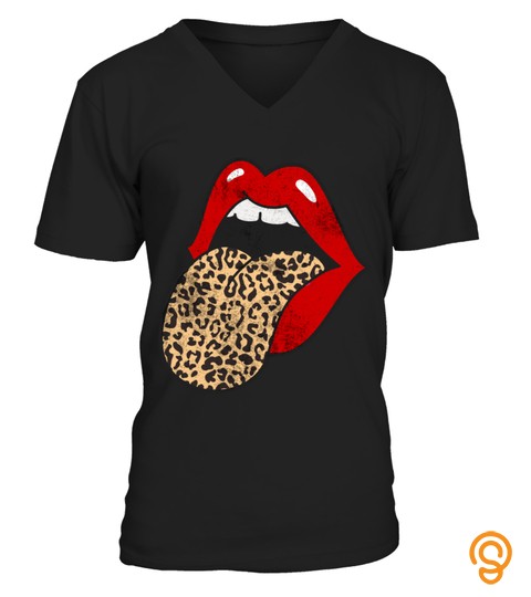 Red Lips Leopard Tongue Cheetah Animal Print Trendy Graphic Sweatshirt