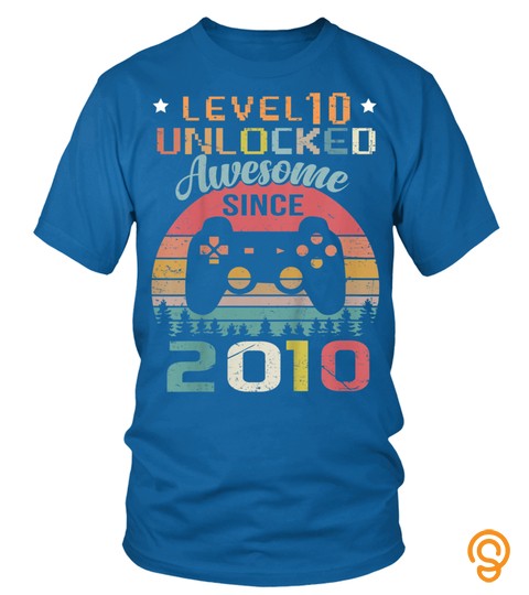 Youth 10Th Birthday Gamer  Level 10 Unlocked Awesome Since 2010 T Shirt