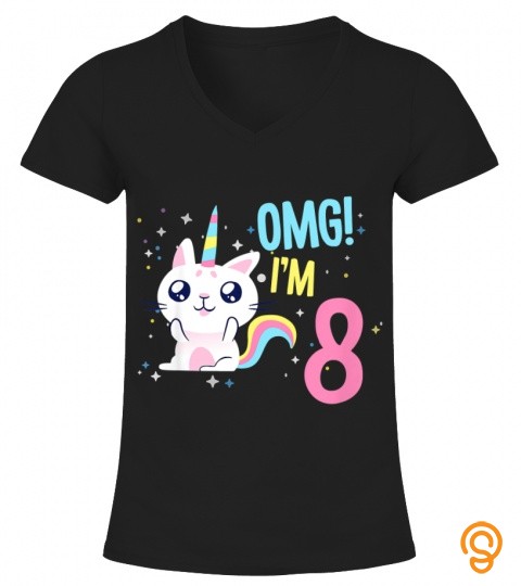 Kids 8 Year Old Girl Birthday Outfit Gift Unicorn Cat Caticorn T Shirt