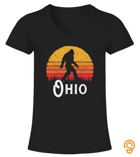 Retro Ohio Bigfoot Silhouette Sun Tshirt   Hoodie   Mug (Full Size And Color)