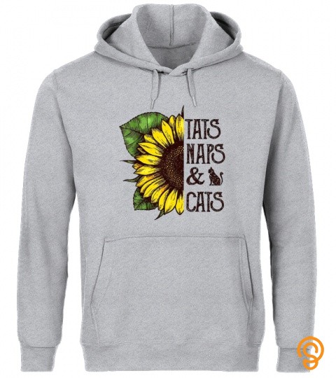 Tats naps And Cats Sunflower Tshirt   Funny Cat Lover Gift