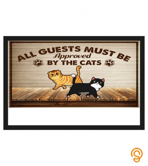 All guests must be approved by the cat doormat, funny cat doormat