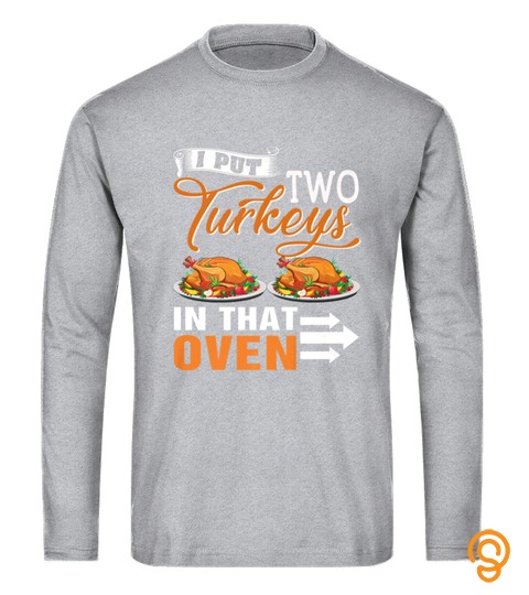 THANKSGIVING TWO TURKEYS IN THE OVEN TWIN PREGNANCY TSHIRT   HOODIE   MUG (FULL SIZE AND COLOR)