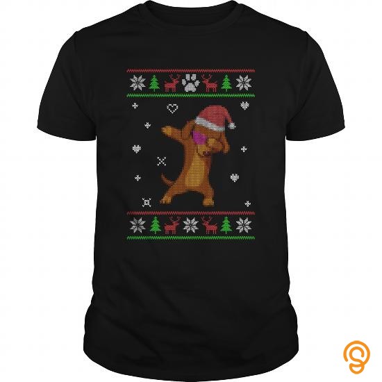 Styling Ugly Sweater Christmas Dachshund Dabbing Dance T Shirts Sayings Women