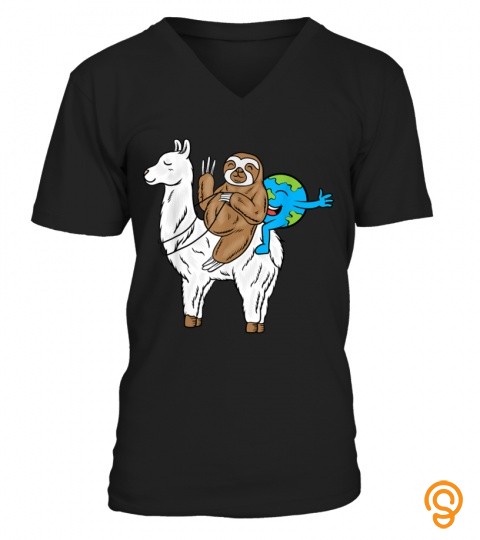 Llama Sloth Earth Funny Clothing Earth Day Climate Change T Shirt