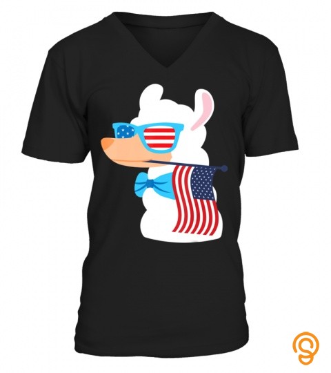 Llama Sunglasses USA American Flag Funny 4th Of July Gift T Shirt