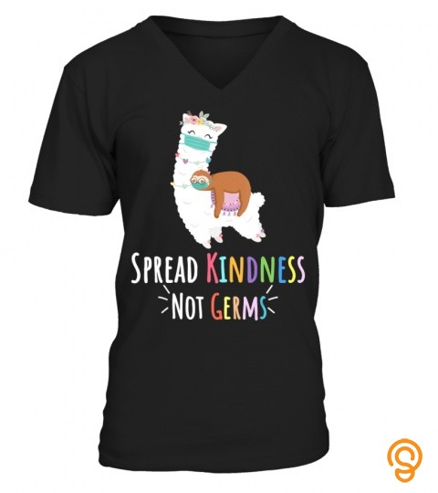 Cute Llama & Sloth With Face Mask Spread Kindness Not Germs T Shirt