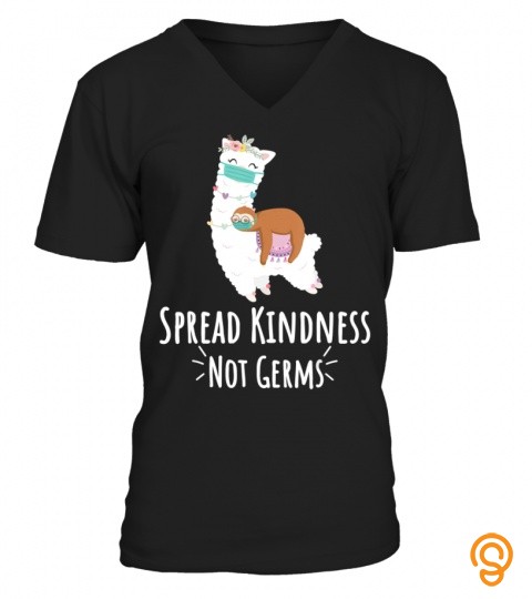 Cute Llama & Sloth With Face Mask Spread Kindness Not Germs T Shirt Copy