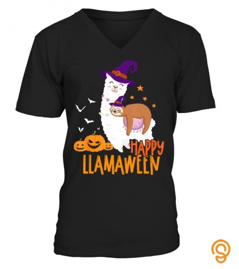 Happy Llamaween Llama Sloth Halloween Costume Kids Gifts T Shirt