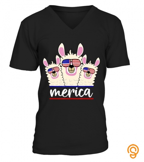 Merica 4th of july Llama Alpaca USA Patriotic Llamerica Flag T Shirt