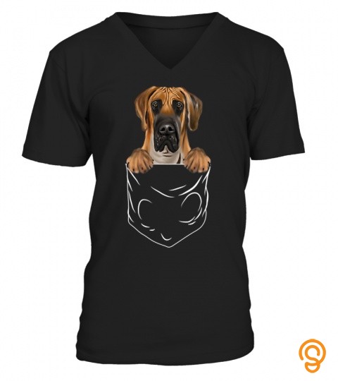Dog In Pocket Brown Great Dane Funny Dog Lover T Shirt