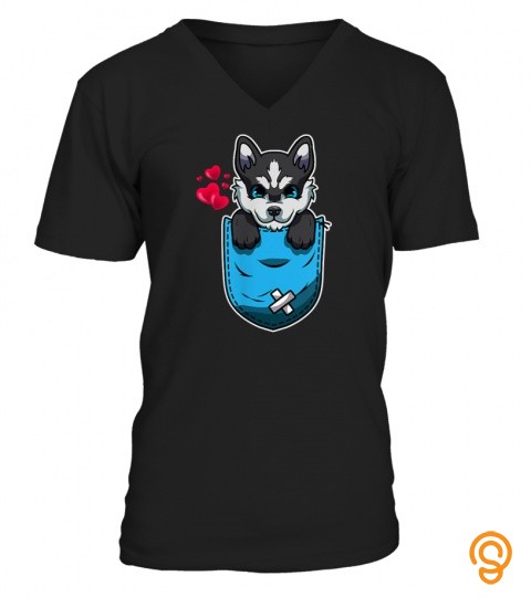 Siberian Husky In Pocket Funny Cute Dog Valentine Gift T Shirt