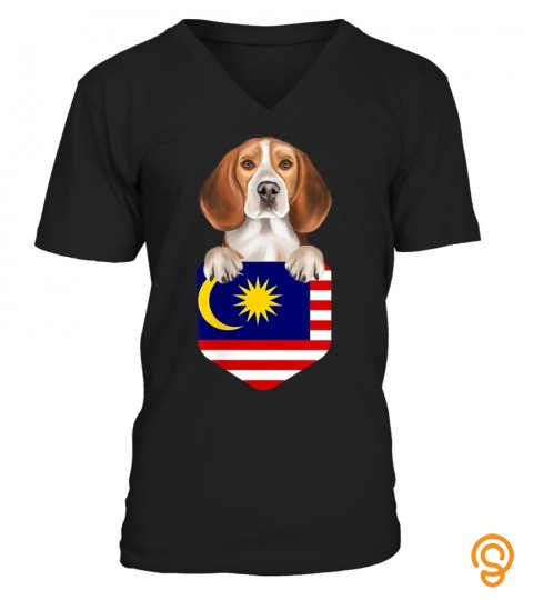 Malaysia Flag Beagle Dog In Pocket T Shirt