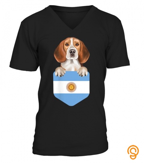 Argentina Flag Beagle Dog In Pocket T Shirt