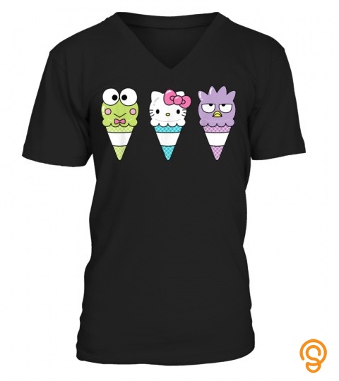 Hello Sanrio Keroppi Hello Kitty Badtz Maru Ice Cream Cone T Shirt