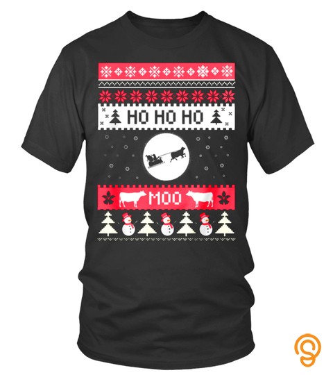 Ho Ho Ho Moo Sleigh Christmas Statue Pine Snow Winter Couple Lover Pet Animals Cows Best Selling T shirt