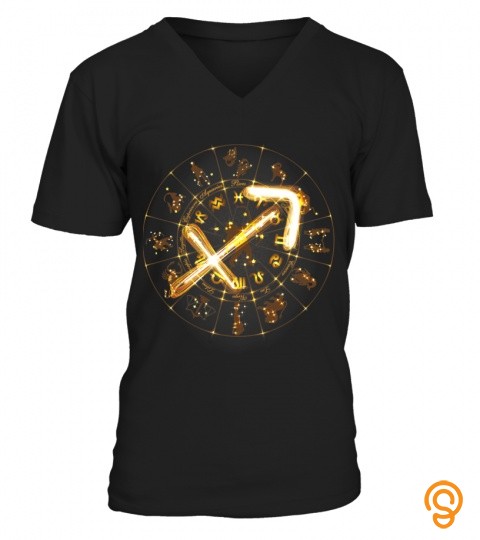 Flaming Sagittarius Zodiac Symbol Shirt