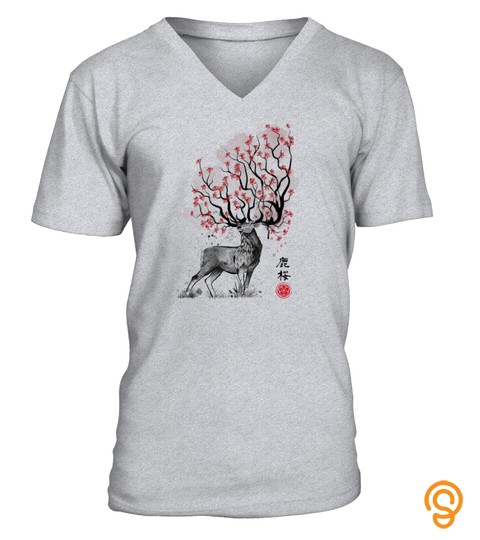 Sakura Deer tree japan sumi e art
