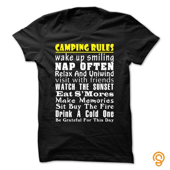 Half-priced Camping Rules Tshirt T Shirts For Adults