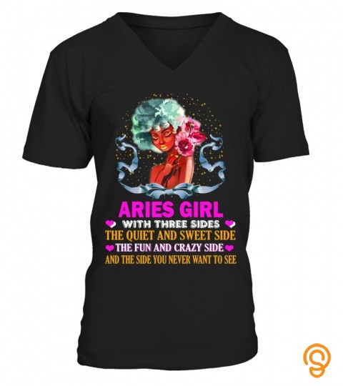 Aries girl with three side t shirt