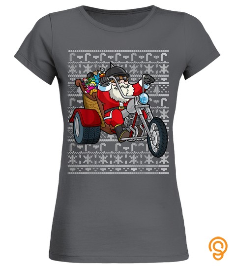 Santa On Motorcycle Ugly Christmas Sweater T Shirt