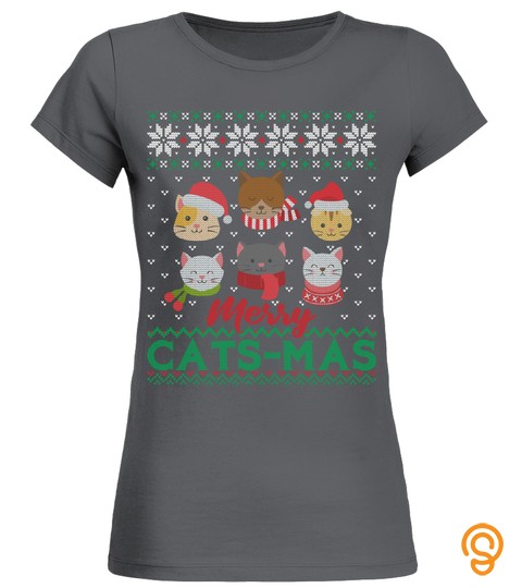 Cute Ugly Christmas Sweater Womens Merry Cats Mas for Her Sweatshirt