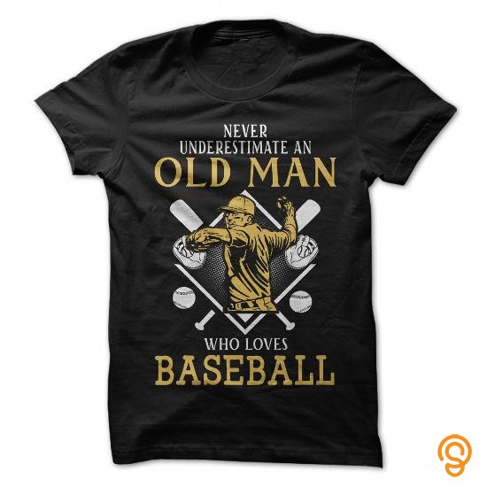 Decorative Old Man Loves Baseball T Shirts For Adults