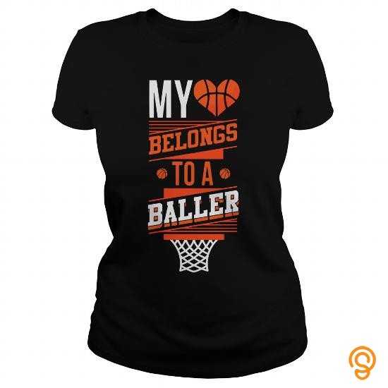 Printed MY HEART BELONGS TO A BALLER BASKETBALL T SHIRT DESIGN ONLINE Tee Shirts Apparel