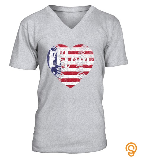Fourth Of July 4 Gift Baseball American Flag Usa Heart Mom T Shirt