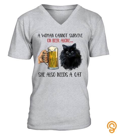 Black Cat Kitty Kitten Beer Lovers Woman Gift Apparel T Shirt