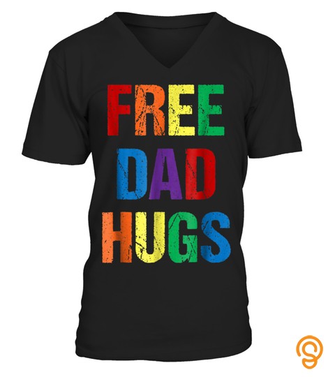 Mens Free Dad Hugs T Shirt for Men, LGBTQ Gay Pride Rainbow