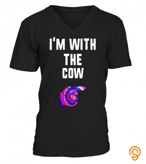 Im With cow Tie Dye Halloween Matching Couple Costume T Shirt
