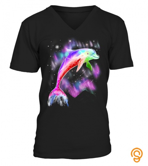 Colorful rainbow pink dolphin ocean galaxy space t shirt