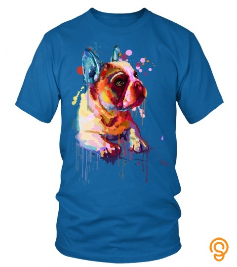 Beautiful Boston Terrier Dog Colorful Splash Portrait Art T Shirt