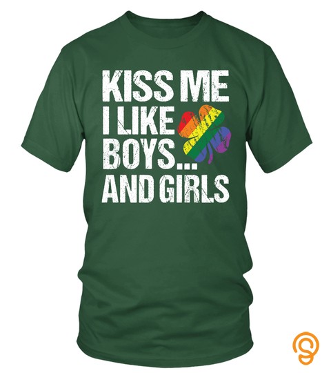 St Patrick's Day LGBT Bisexual Kiss Me Tshirt Rainbow Flag