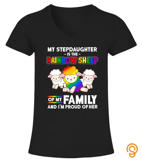 Step Daughter Rainbow Sheep Family Gay Pride Tshirt   Hoodie   Mug (Full Size And Color)