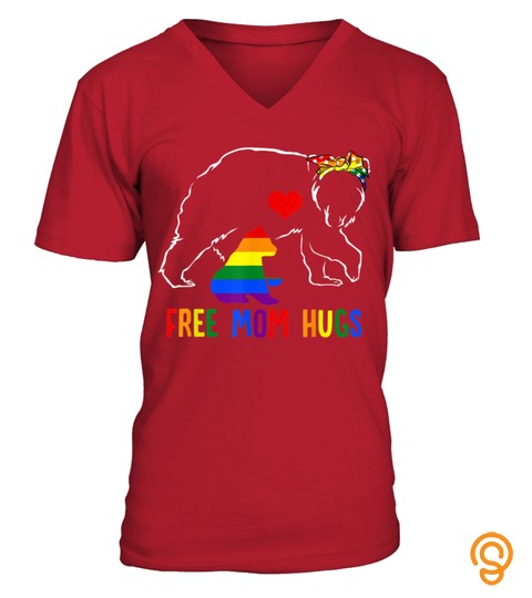 Free Mom Hugs T Shirt Lgbt Mom Mama Bear Rainbow Shirts Gift