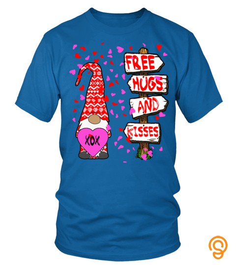 Cute Valentines Gnome Hearts Free Hugs And Kisses Pullover Hoodie
