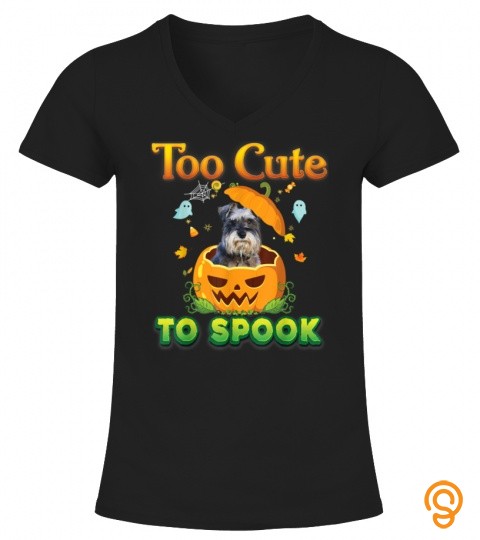 Too Cute To Spook Schnauzer Dog Halloween Pumpkin Witch Hat T Shirt