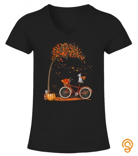 schnauzer dog and pumpkins bicycle autumn leaf fall gift 