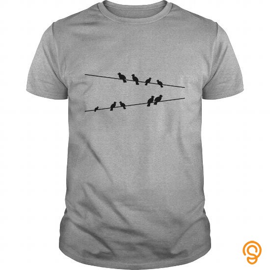 Avant Garde Birds on electric wires T Shirts Tee Shirts For Adults