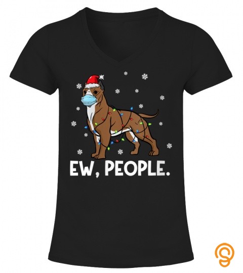 Womens Ew People Pitbull Santa  Funny Pit Bull Dog Christmas V Neck T Shirt