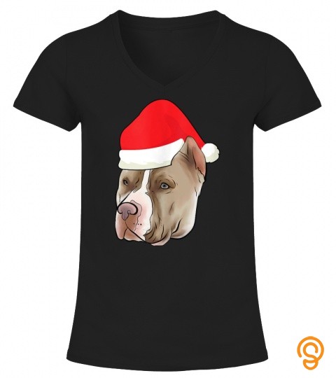 Pitbull With Santa Claus Hat Pittie Dog Lover Christmas Gift Tank Top