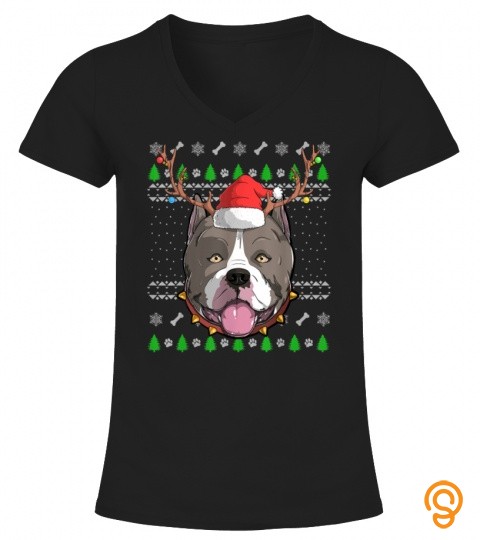 pitbull dog santa claus hat ugly christmas x mas holiday 