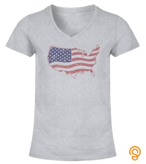 American Flag Vintage USA Map Memorial Day July 4th Holiday Premium TShirt