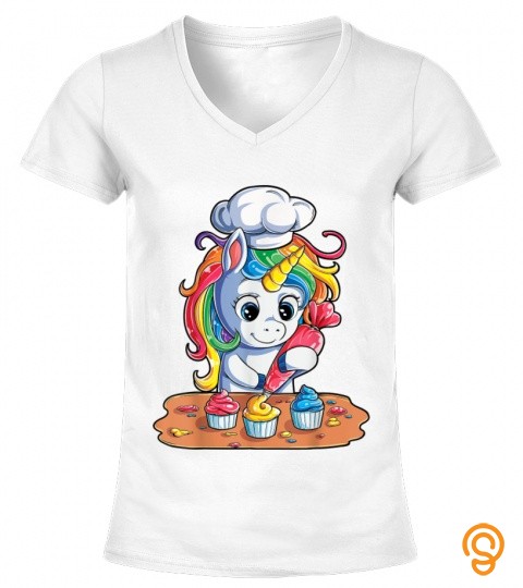 Unicorn Cupcake T Shirt Girls Rainbow Unicorns Baking Cake