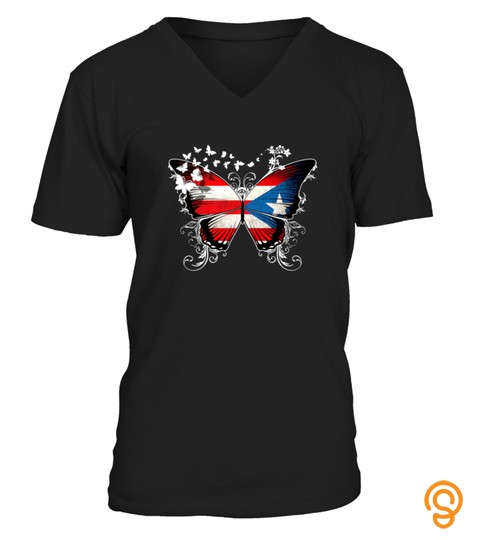 PUERTO RICO FLAG SHIRT PUERTO RICAN FLAG BUTTERFLY TSHIRT   HOODIE   MUG (FULL SIZE AND COLOR)