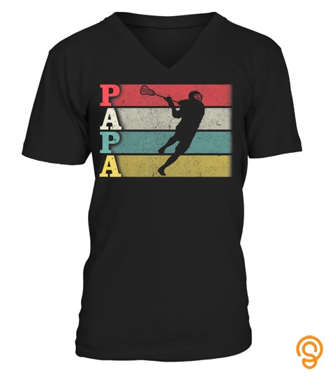 Vintage Retro Lacrosse Papa Shirt Funny DadFather's Day T Shirt
