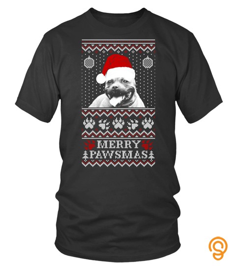 Bull Dog T Shirt , Bull Dog Pawsmas Meowy Christmas.