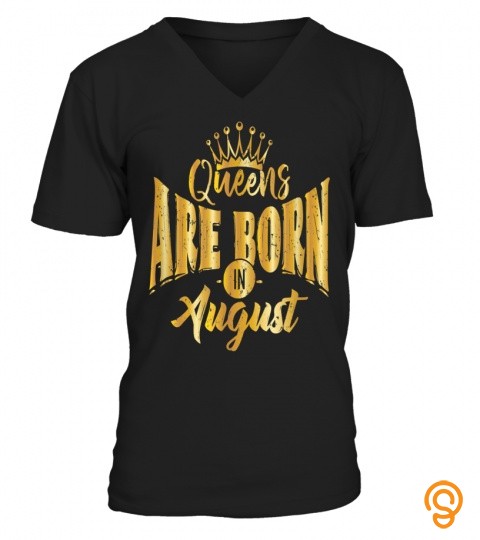 Queens Are Born In August Black Afro Woman Bday T Shirt